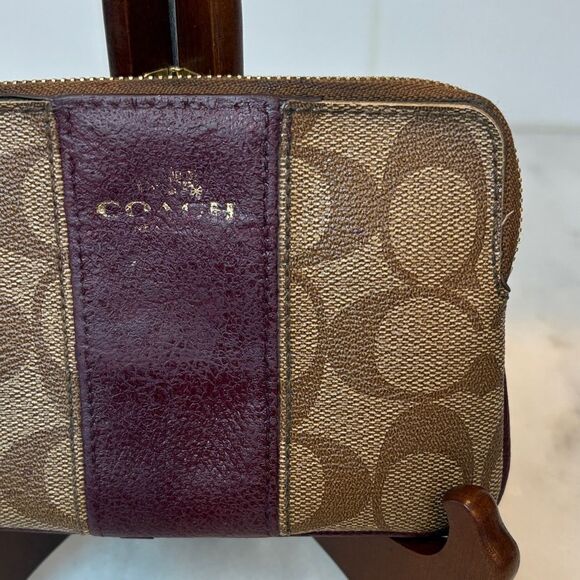 Coach Wristlet Bag Purse signature logo coated canvas striped wristlet - Picture 3 of 15